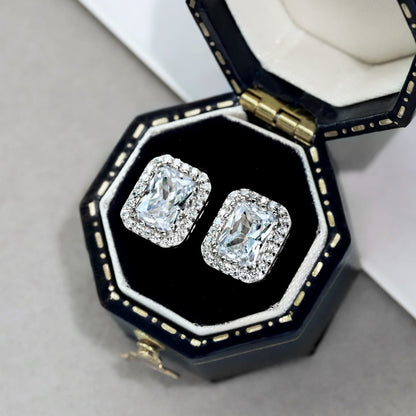 [Lumi Jewelry]1.0 Carat Luxurious Dainty Emerald Cut Daily Earrings