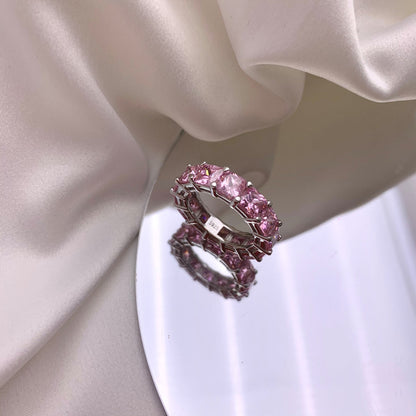 [Lumi Jewelry]Elegant Princess Cut Tennis Ring
