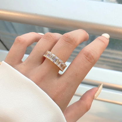 [Lumi Jewelry]0.75 Carat Elegant Emerald Cut Tennis Ring