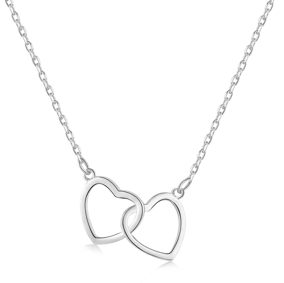 [Lumi Jewelry]Sterling Silver Love Double Ring Necklace