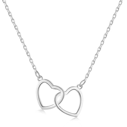 [Lumi Jewelry]Sterling Silver Love Double Ring Necklace