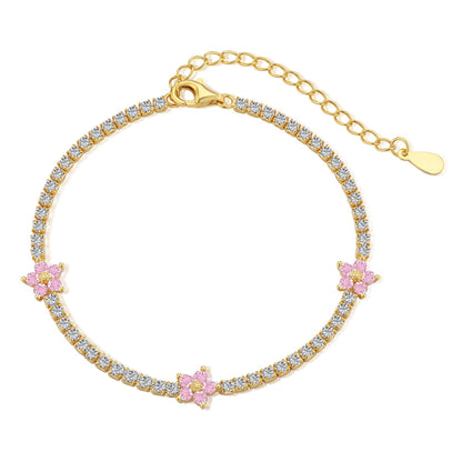 [Lumi Jewelry]Sparkling Flower Shape Tennis Bracelet
