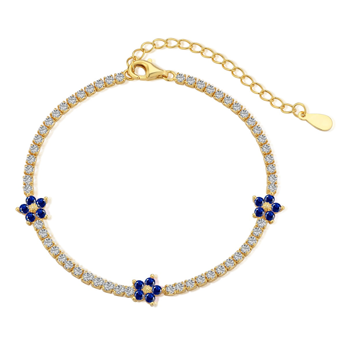 [Lumi Jewelry]Sparkling Flower Shape Tennis Bracelet