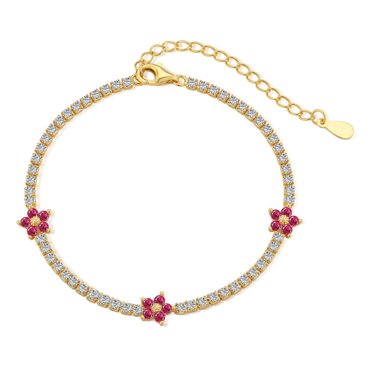 [Lumi Jewelry]Sparkling Flower Shape Tennis Bracelet