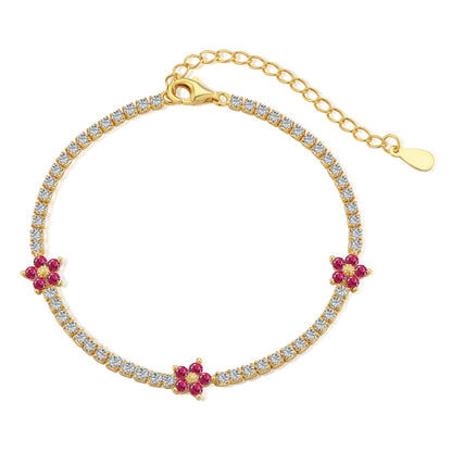 [Lumi Jewelry]Sparkling Flower Shape Tennis Bracelet