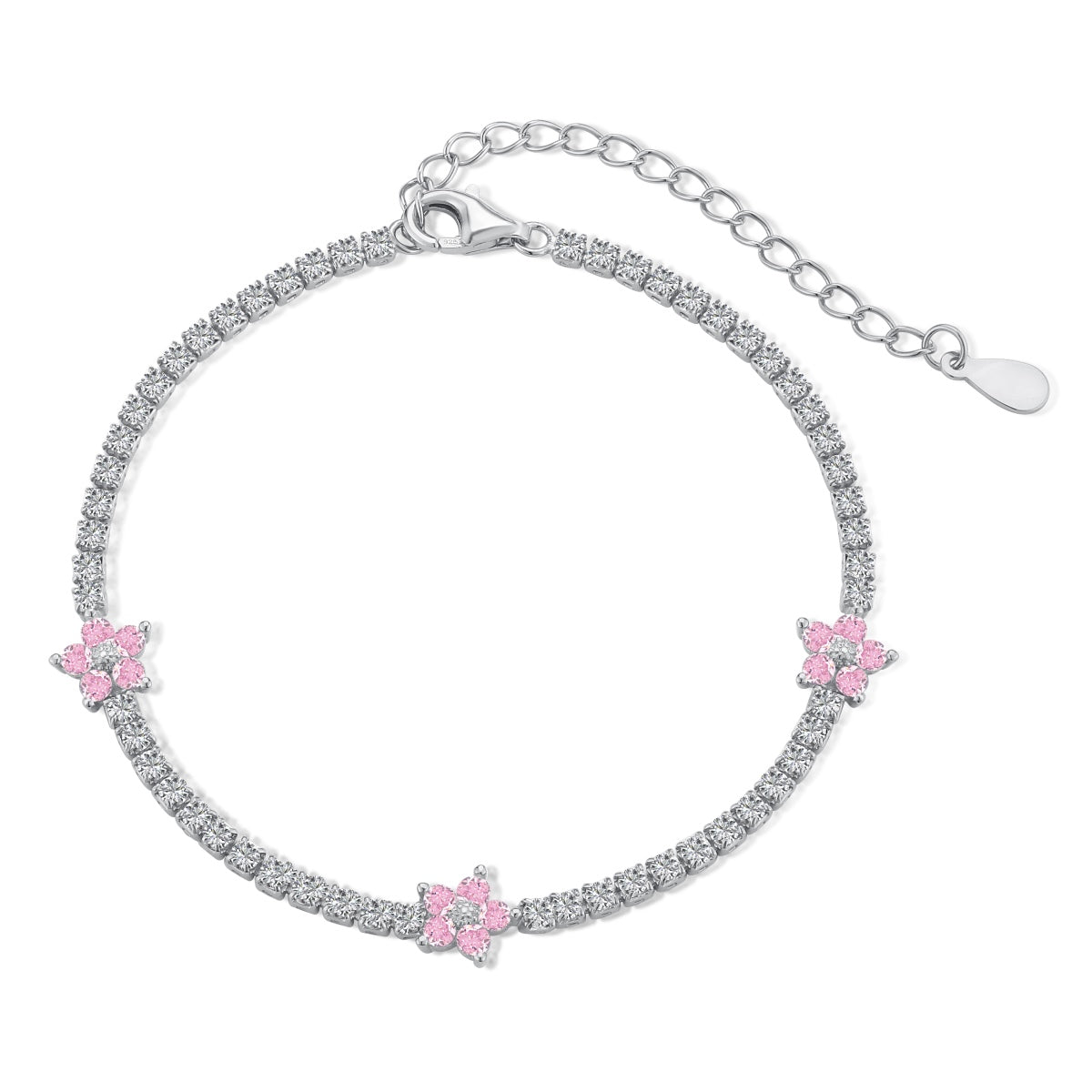 [Lumi Jewelry]Sparkling Flower Shape Tennis Bracelet