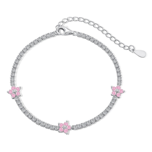 [Lumi Jewelry]Sparkling Flower Shape Tennis Bracelet