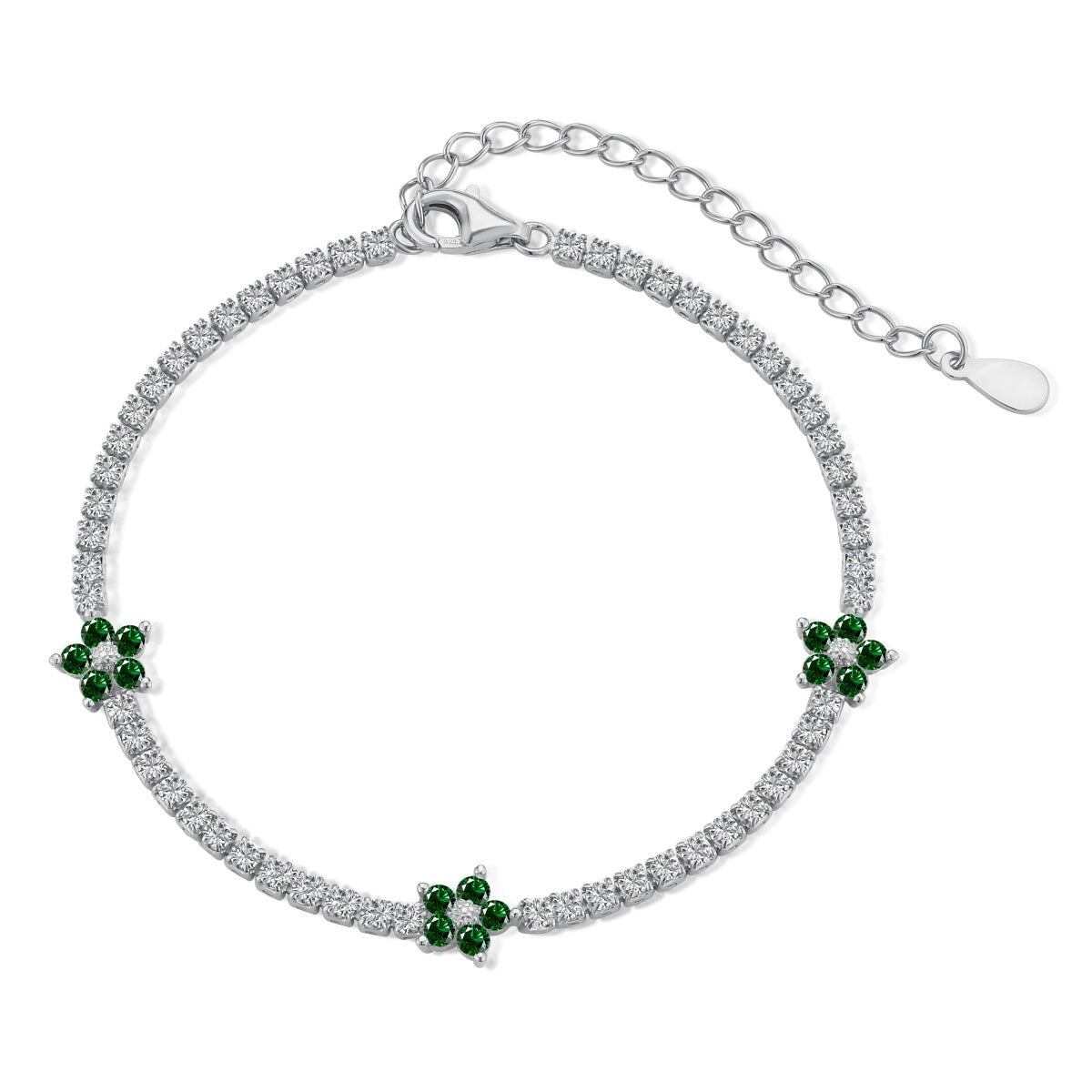 [Lumi Jewelry]Sparkling Flower Shape Tennis Bracelet