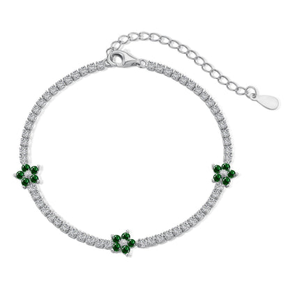 [Lumi Jewelry]Sparkling Flower Shape Tennis Bracelet