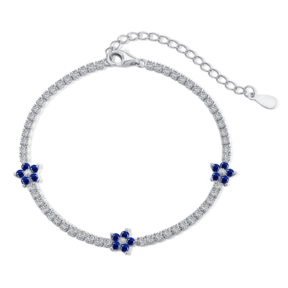 [Lumi Jewelry]Sparkling Flower Shape Tennis Bracelet