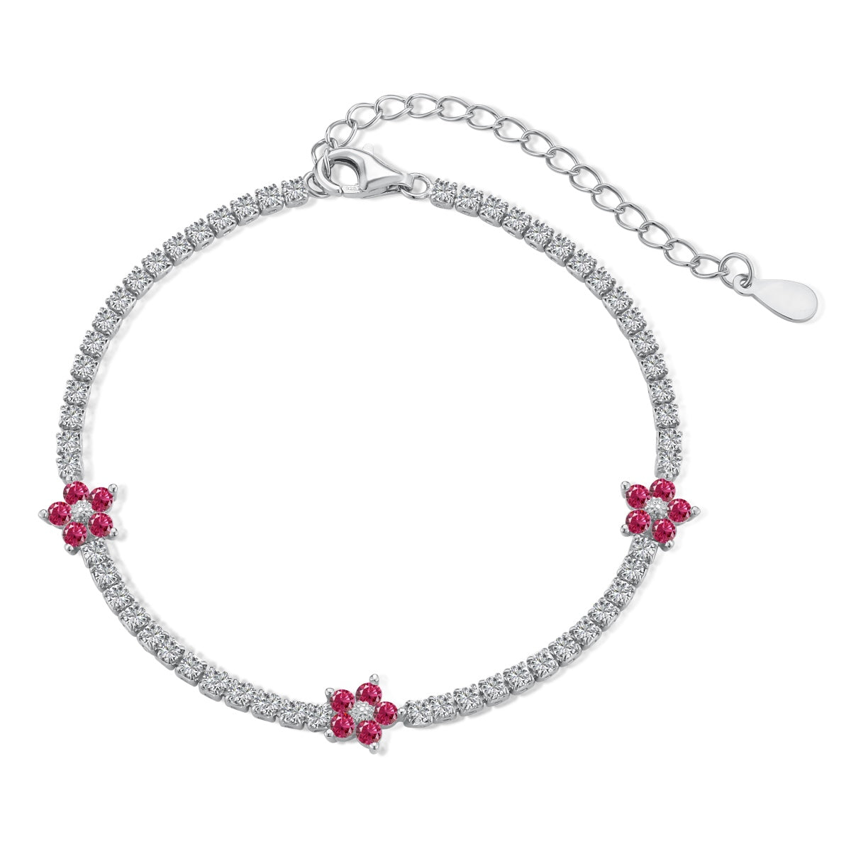 [Lumi Jewelry]Sparkling Flower Shape Tennis Bracelet