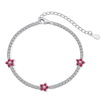 [Lumi Jewelry]Sparkling Flower Shape Tennis Bracelet
