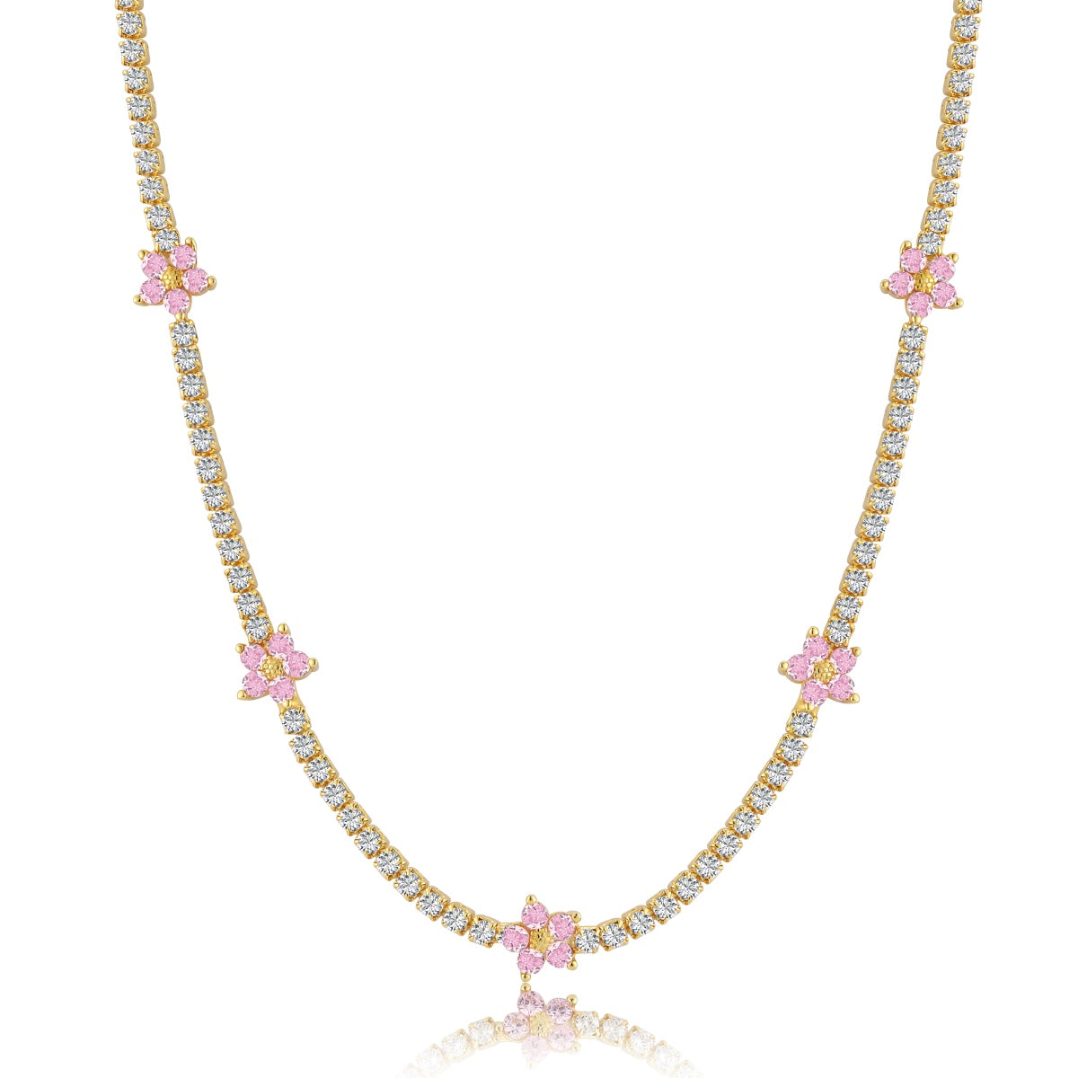 [Lumi Jewelry]Luxurious Colorful Flower Tennis Necklace