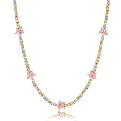 [Lumi Jewelry]Luxurious Colorful Flower Tennis Necklace