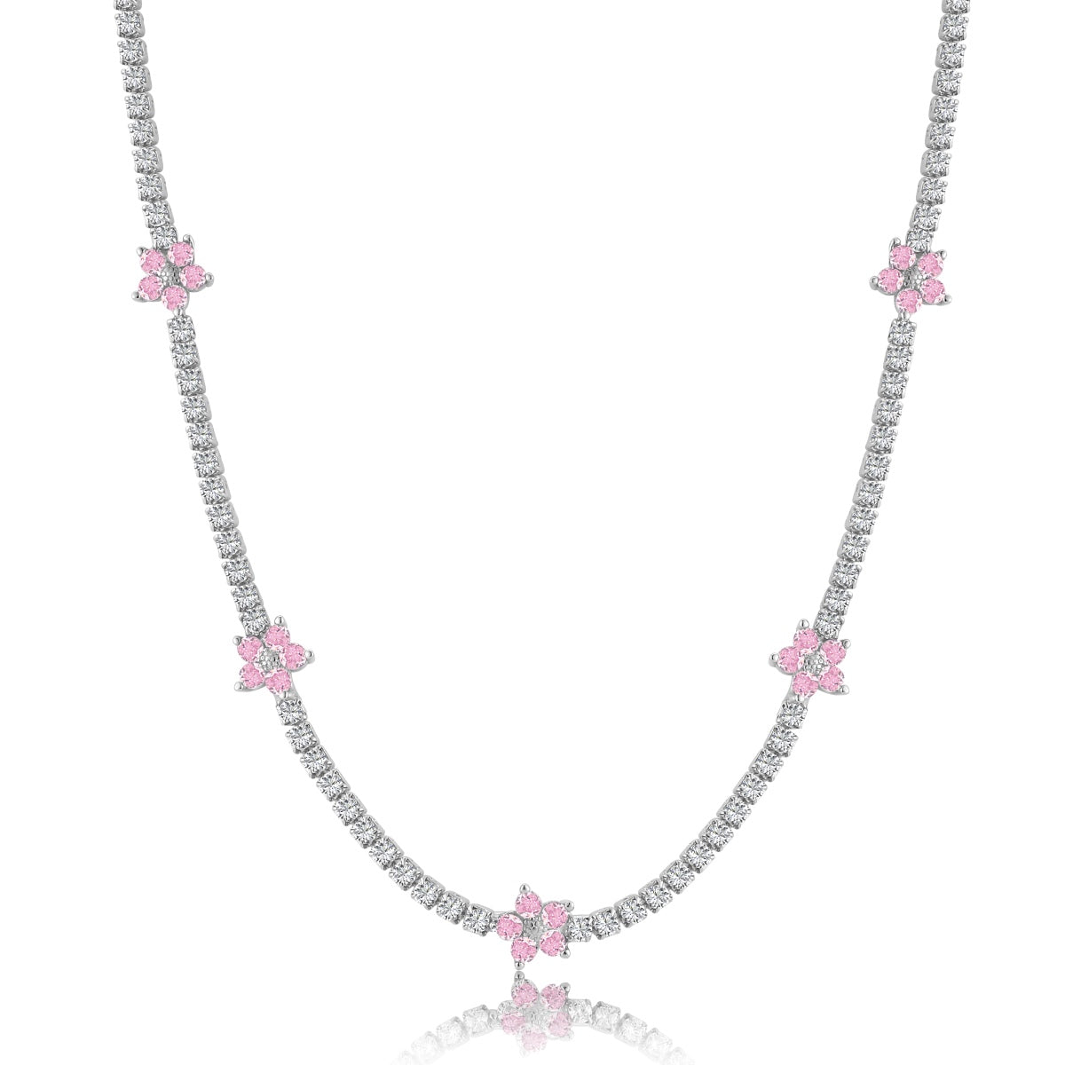 [Lumi Jewelry]Luxurious Colorful Flower Tennis Necklace