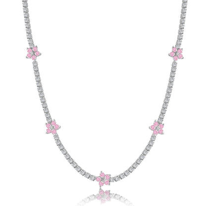 [Lumi Jewelry]Luxurious Colorful Flower Tennis Necklace