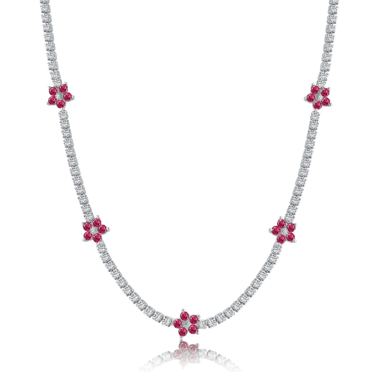 [Lumi Jewelry]Luxurious Colorful Flower Tennis Necklace