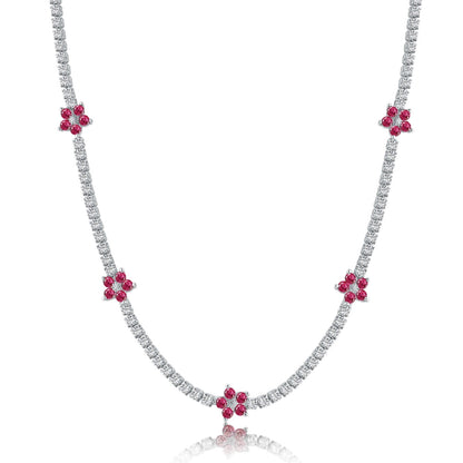 [Lumi Jewelry]Luxurious Colorful Flower Tennis Necklace