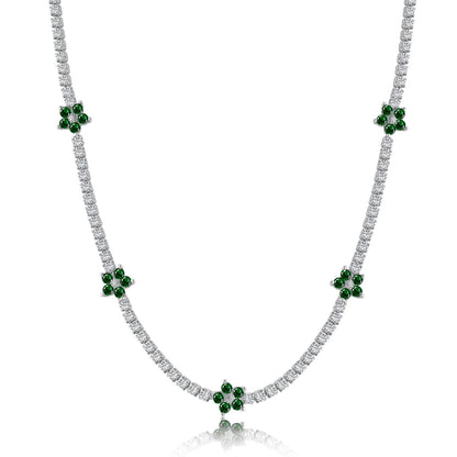 [Lumi Jewelry]Luxurious Colorful Flower Tennis Necklace