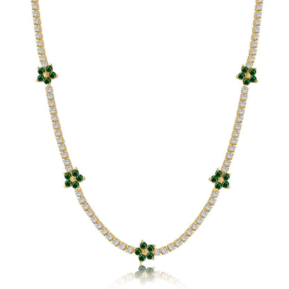 [Lumi Jewelry]Luxurious Colorful Flower Tennis Necklace