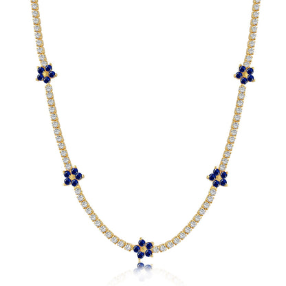 [Lumi Jewelry]Luxurious Colorful Flower Tennis Necklace