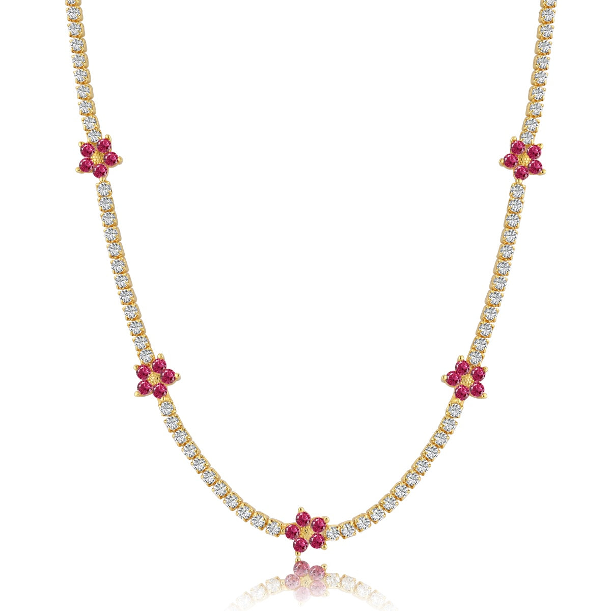 [Lumi Jewelry]Luxurious Colorful Flower Tennis Necklace