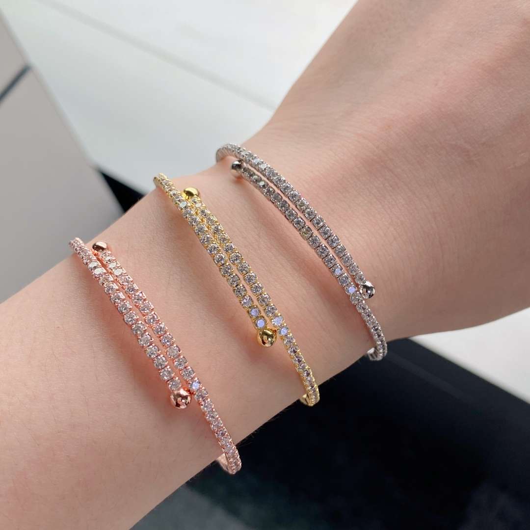 [Lumi Jewelry]Row of Diamonds Round Fashion Bracelet