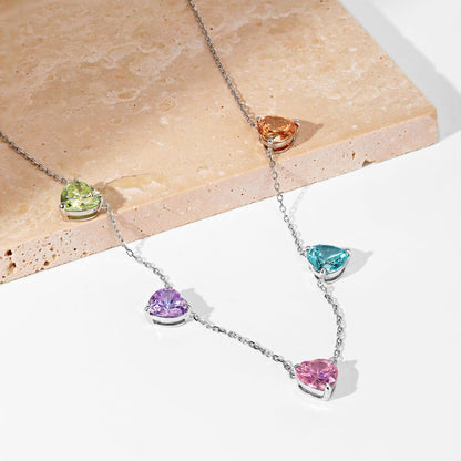 [Lumi Jewelry]Sparkling Colorful Heart Cut Necklace