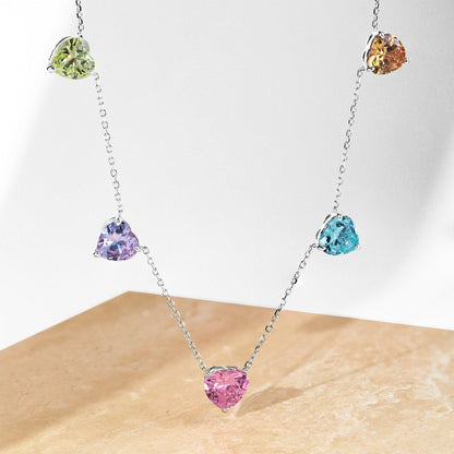 [Lumi Jewelry]Sparkling Colorful Heart Cut Necklace
