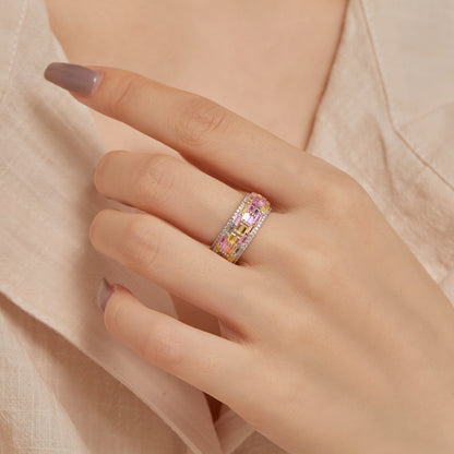 [Lumi Jewelry]Radiant Colorful Radiant Cut Daily Ring