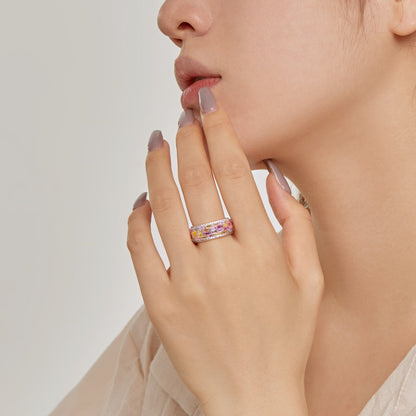 [Lumi Jewelry]Radiant Colorful Radiant Cut Daily Ring