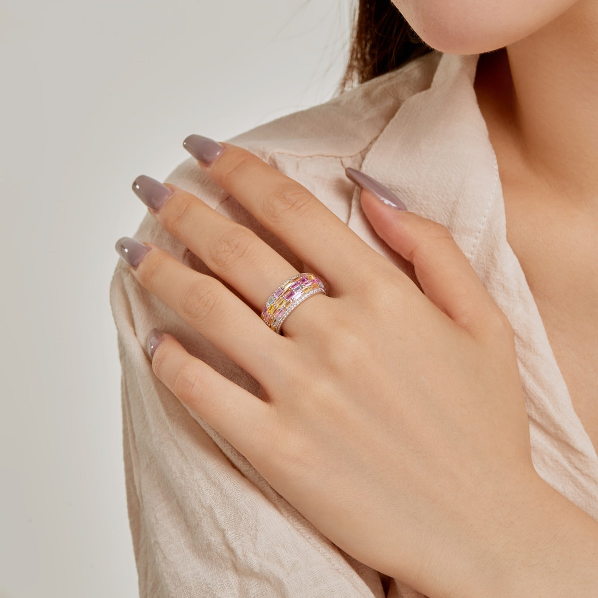 [Lumi Jewelry]Radiant Colorful Radiant Cut Daily Ring