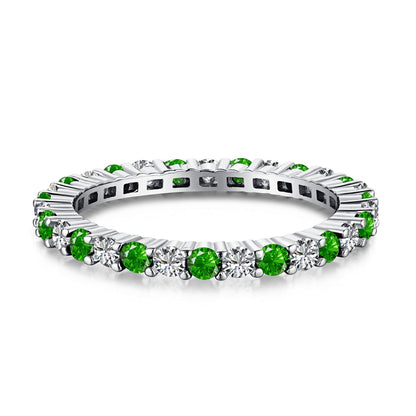[Lumi Jewelry]Exquisite Colorful Round Cut Tennis Ring
