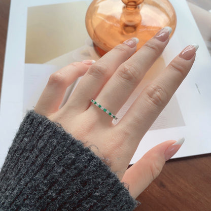 [Lumi Jewelry]Exquisite Colorful Round Cut Tennis Ring
