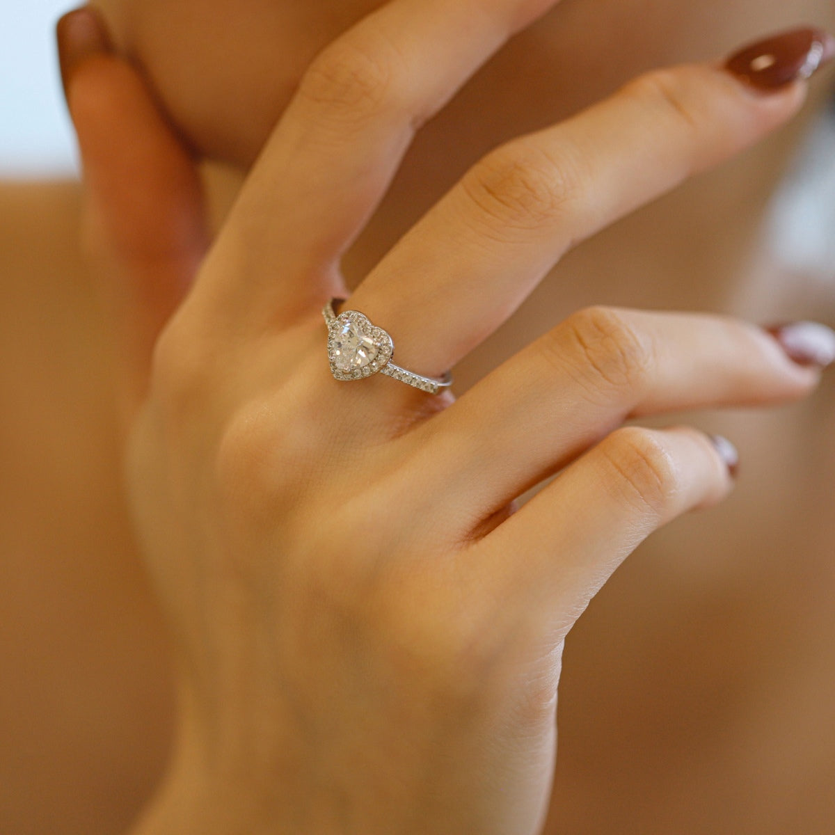 [Lumi Jewelry]Eternity Splashy Romantic Heart Shape Lover Ring