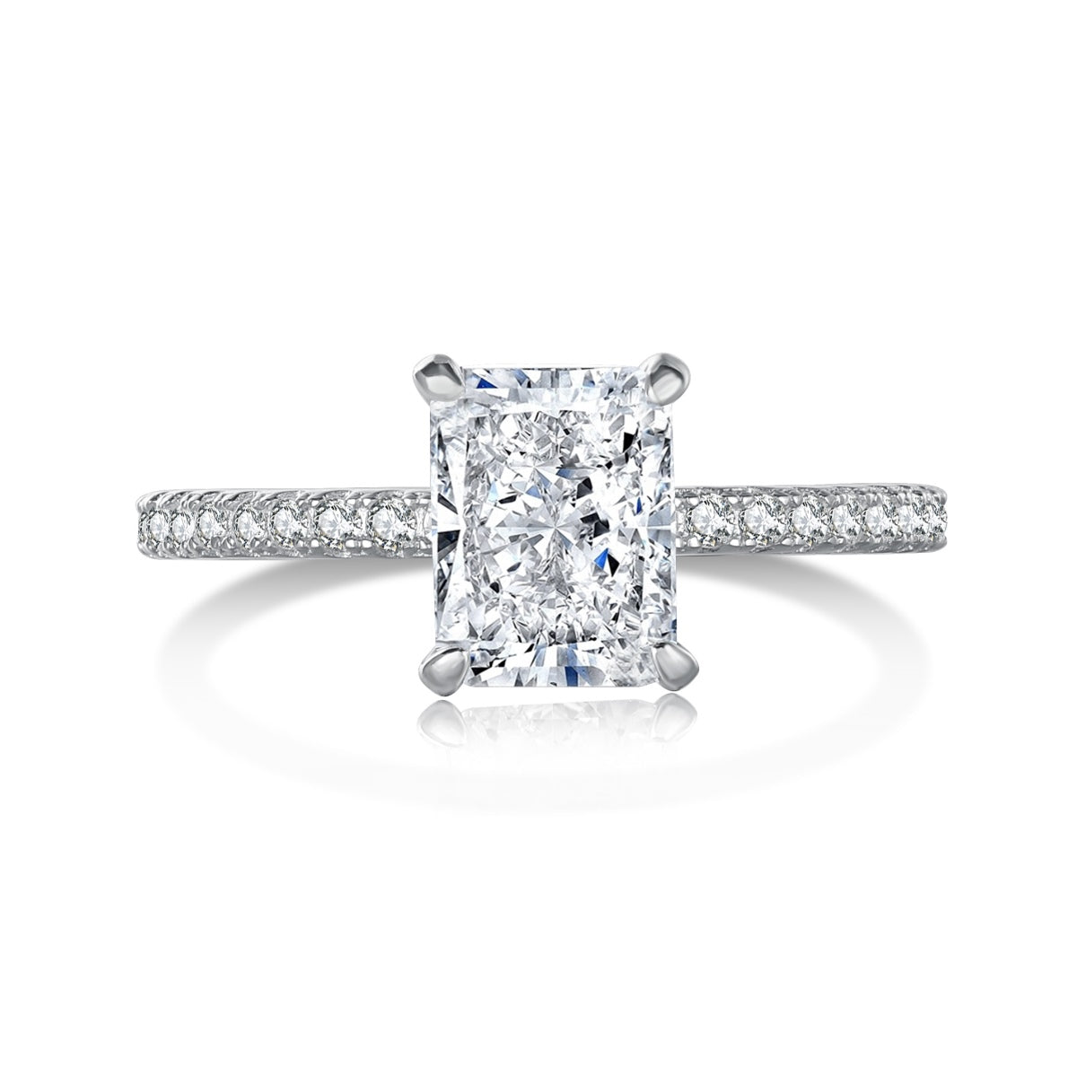 [Lumi Jewelry]2.0 Carat Dazzling Sparkling Radiant Cut Party Ring
