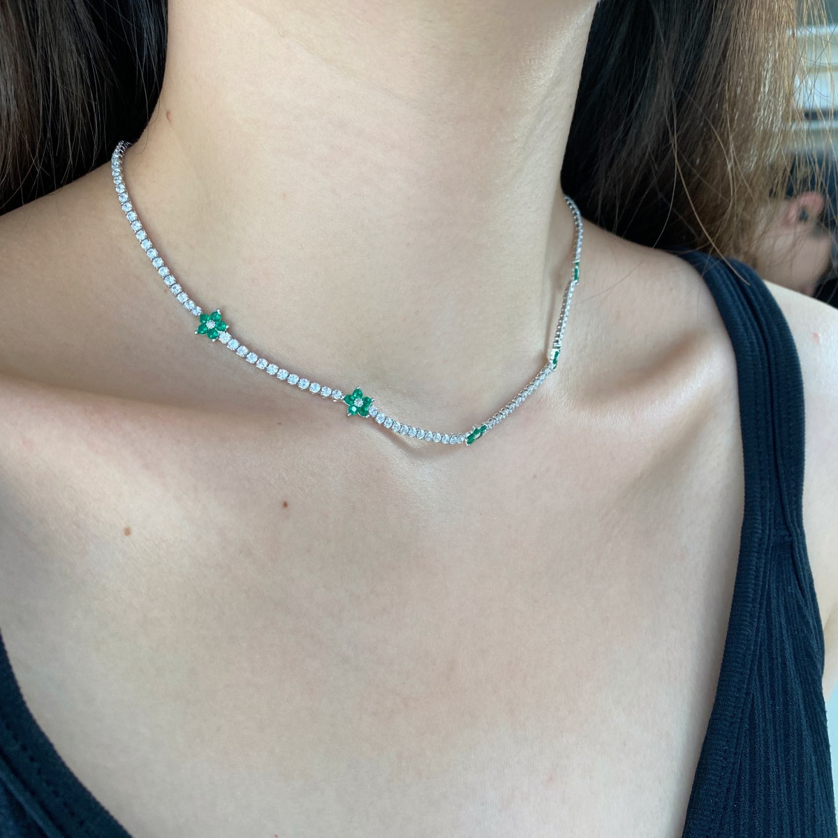 [Lumi Jewelry]Luxurious Colorful Flower Tennis Necklace