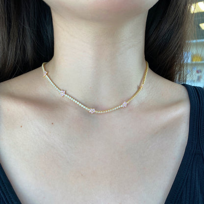 [Lumi Jewelry]Luxurious Colorful Flower Tennis Necklace