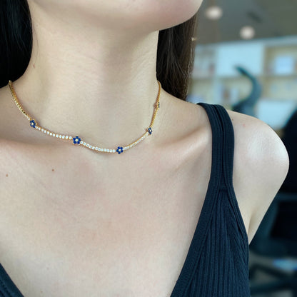 [Lumi Jewelry]Luxurious Colorful Flower Tennis Necklace