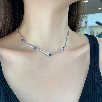 [Lumi Jewelry]Luxurious Colorful Flower Tennis Necklace