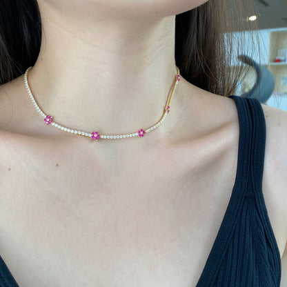 [Lumi Jewelry]Luxurious Colorful Flower Tennis Necklace
