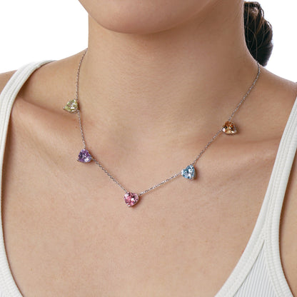 [Lumi Jewelry]Sparkling Colorful Heart Cut Necklace
