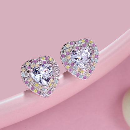 [Lumi Jewelry]Dazzling Heart Shape Lover Earrings