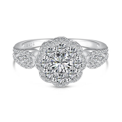 [Lumi Jewelry]Delicate Colorful Round Cut Flower Shape Wedding Ring