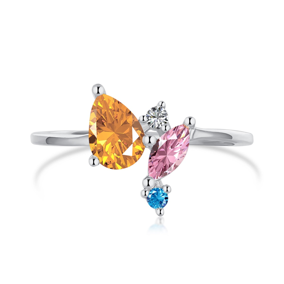 [Lumi Jewelry]Radiant Colorful Multi Cut Daily Ring