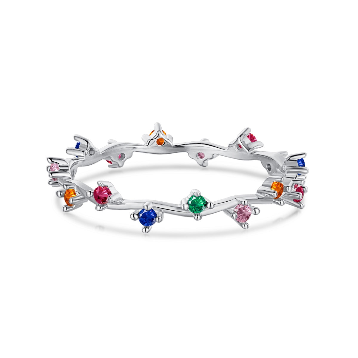 [Lumi Jewelry]Radiant Colorful Round Cut Daily Ring
