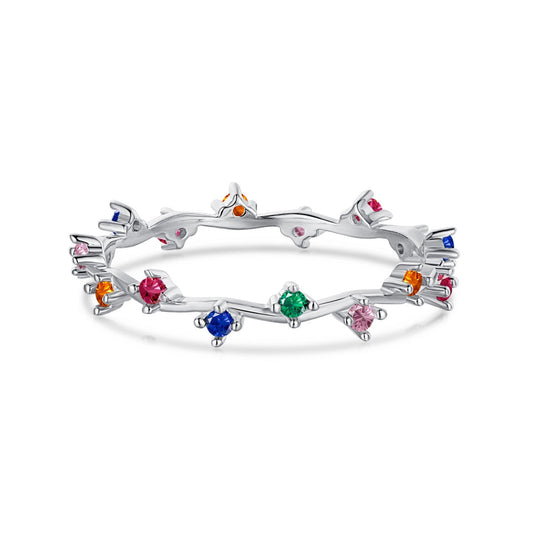 [Lumi Jewelry]Radiant Colorful Round Cut Daily Ring