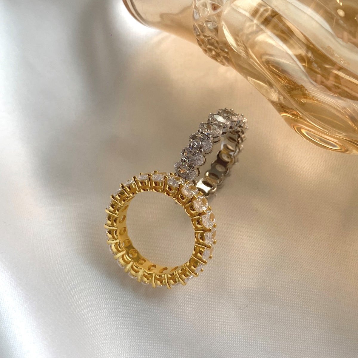 [Lumi Jewelry]Ornate Oval Cut Tennis Ring