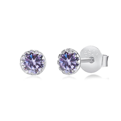 [Lumi Jewelry]Sparkling Colorful Round Shape Earrings