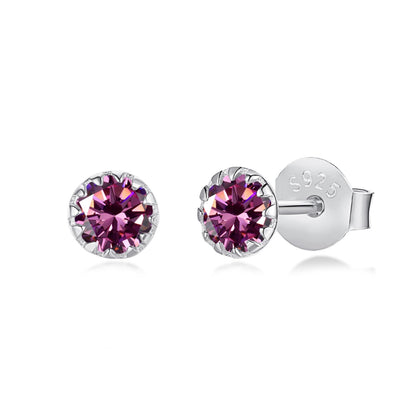 [Lumi Jewelry]Sparkling Colorful Round Shape Earrings